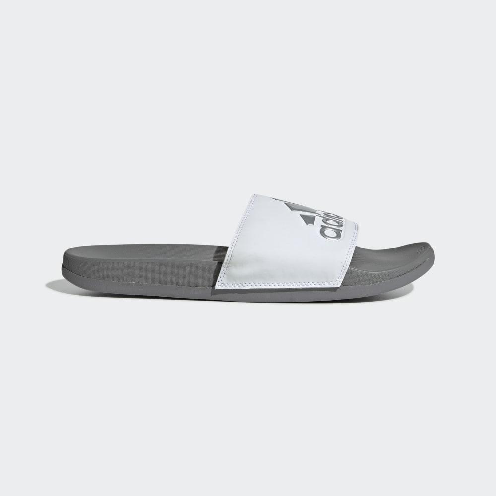 Adidas Men's Adilette Comfort Slides White/Silver Metal/Grey Ireland F34724